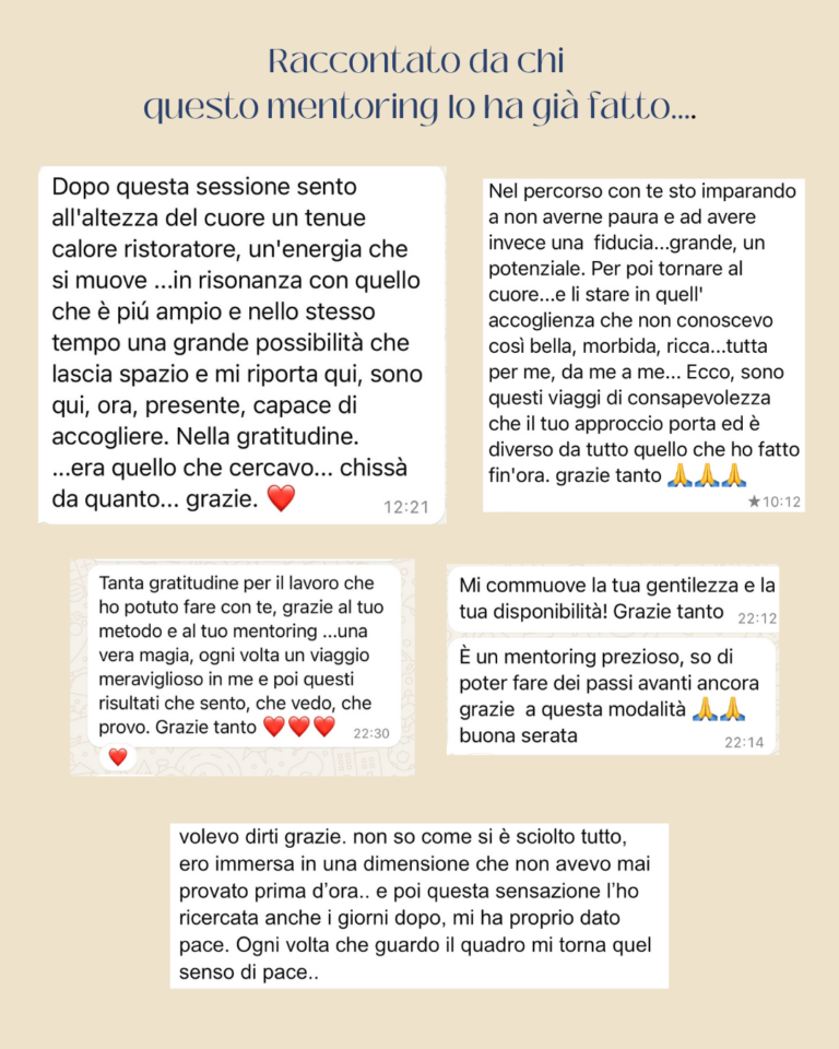 Feedback positivo dopo percorsi di risveglio interiore con Marcella